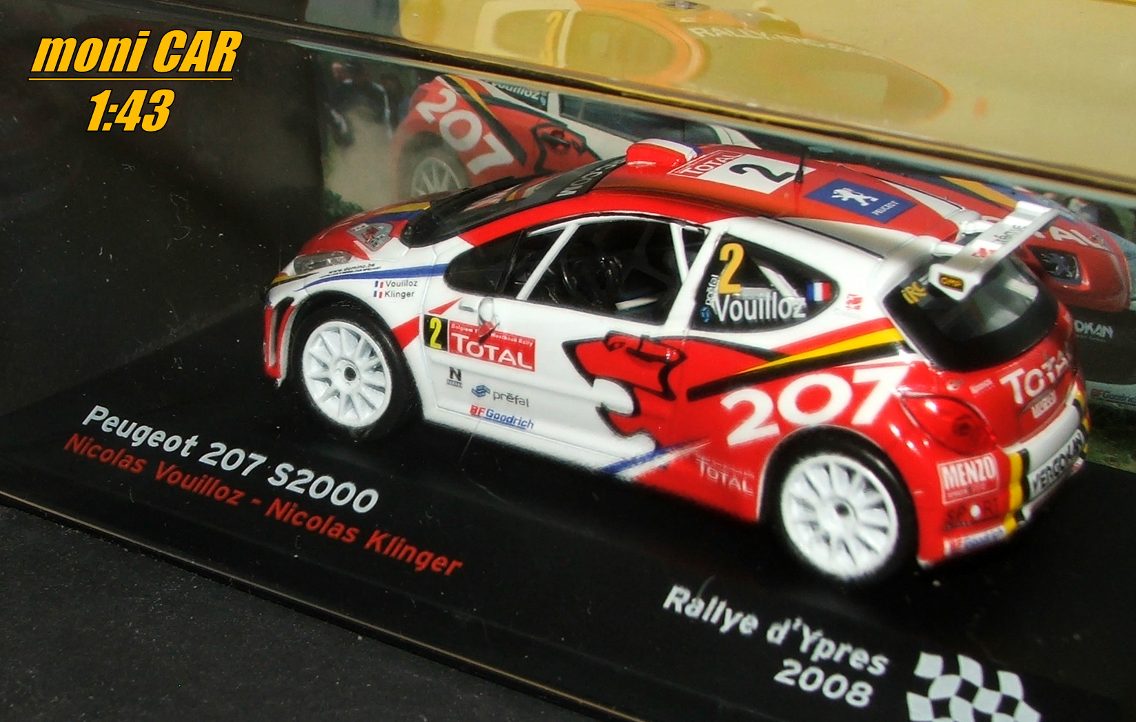 PEUGEOT 207 S2000 No.2 - Nicolas Vouilloz - Nicolas Klinger - Rallye d´Ypres 2008 (1:43) Altaya/IXO