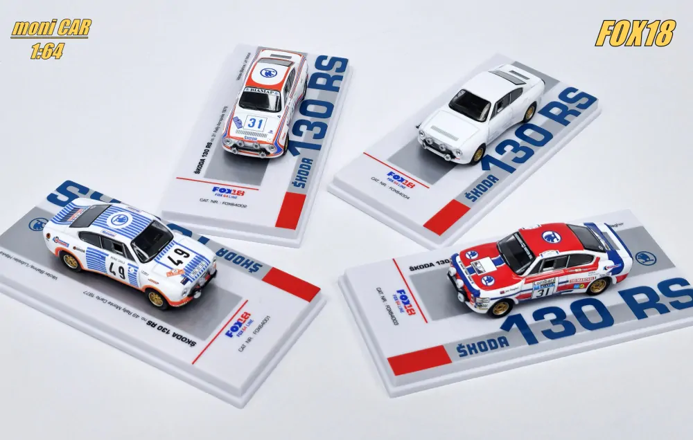 Set 4 legendárnych rally vozidiel ŠKODA 130 RS (1:64) FOX18