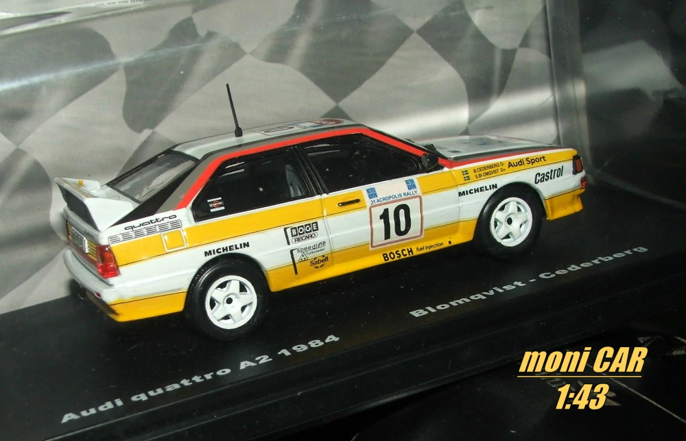 AUDI quattro A2 No.10 - Stig Blomqvist - Bjorn Ceterberg - Winner Acropolis rally 1984 (1:43) Altaya/IXO