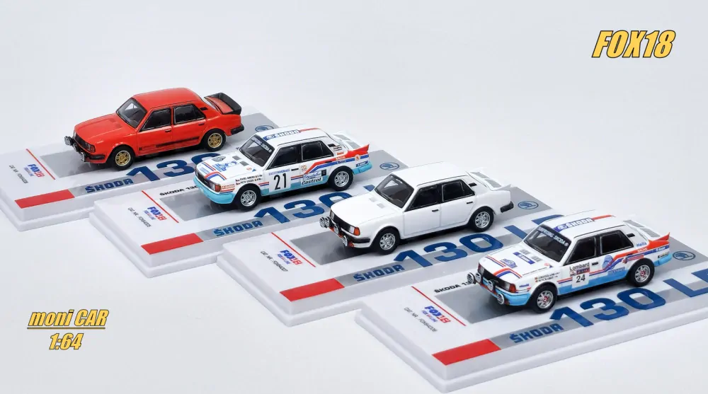 Set 4 legendárnych rally vozidiel ŠKODA 130 LR (1:64) FOX18