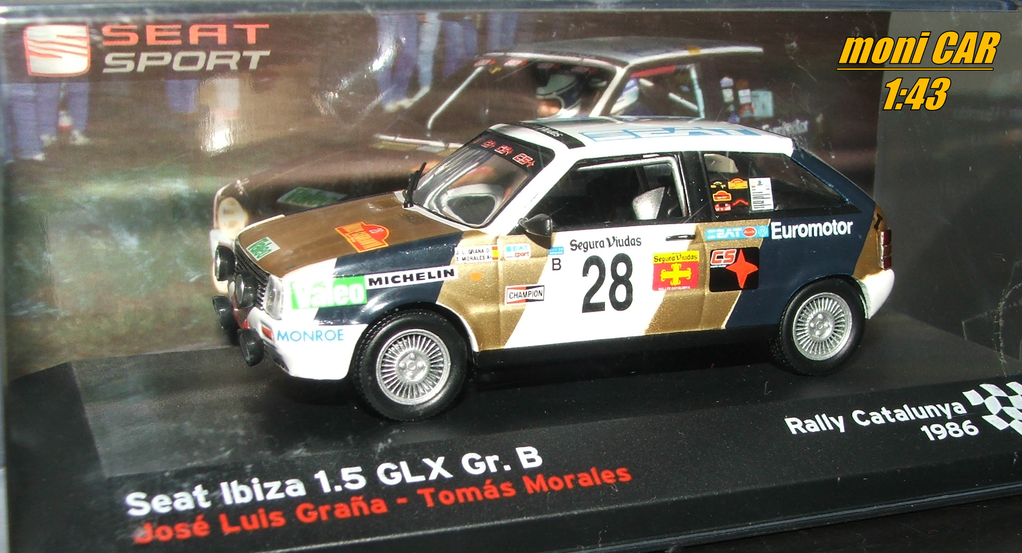SEAT Ibiza 1,5 GLX Gr. B No.28 - José Luis Graňa - Tomás Morales - Rally Catalunya 1986 (1:43) Altaya/IXO