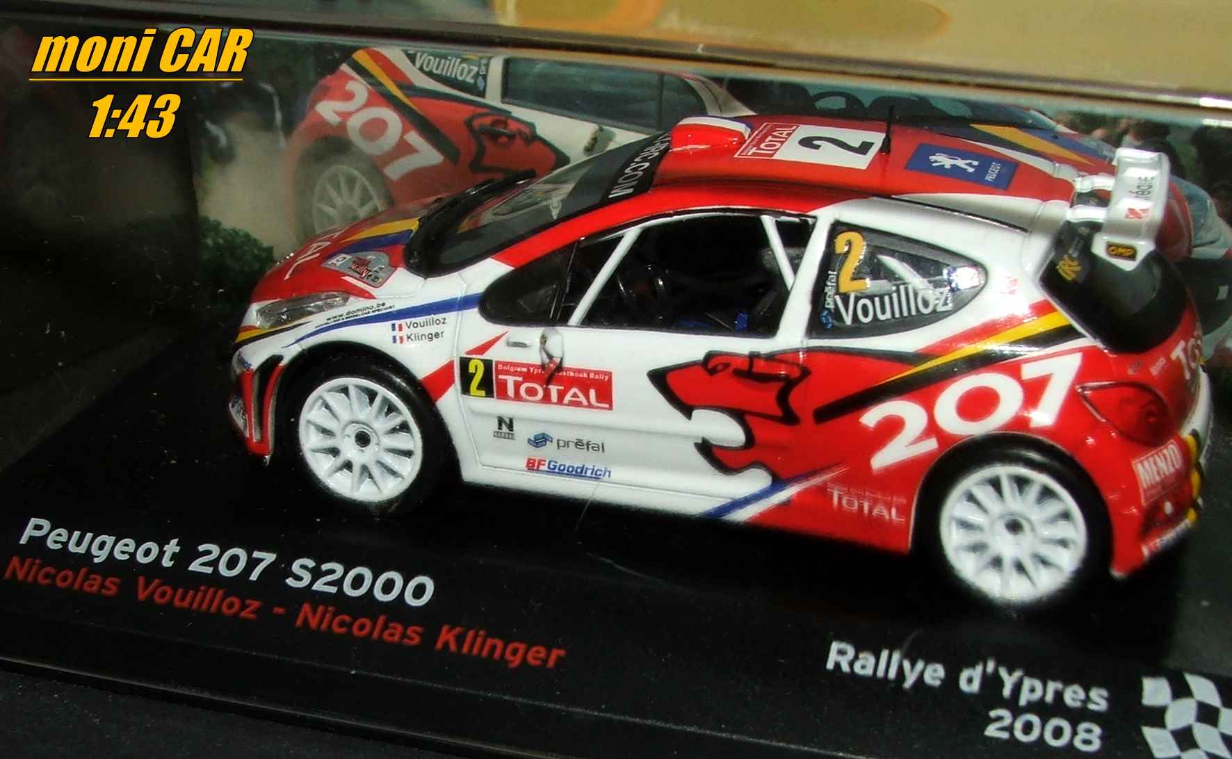 PEUGEOT 207 S2000 No.2 - Nicolas Vouilloz - Nicolas Klinger - Rallye d´Ypres 2008 (1:43) Altaya/IXO