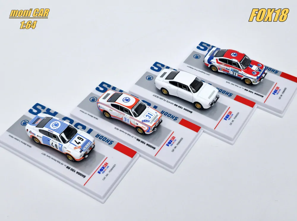 Set 4 legendárnych rally vozidiel ŠKODA 130 RS (1:64) FOX18
